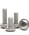 Badass 304 Stainless Steel Tapping Screws Phillips Round Head With Rubber Cushion Pad M3 Self Tapping Bolts Heavy Duty No Fuss Corrosion Resistant Hardware Fastener Kit 150Pcs Bulk Pack, shown in close-up.