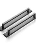 Modern Matte Black Cabinet Pull Handle With Backplate Featuring Grooved Texture And Non Slip Grip For Farmhouse And Industrial Kitchen Cabinets Goo Ki Two Pack Seven And Nine Sixteenths Inch