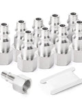 10 Pack 3/8 Inch NPT Female Industrial Air Tool Fittings High Flow Pneumatic Plugs Durable Zinc Plated Hardened Steel 300 PSI Max Working Pressure For Workshop Garage DIY Projects, silver plugs