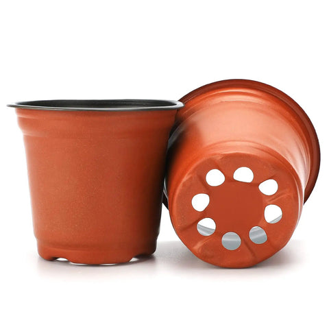100 Pack Red 4 Inch Plastic Plant Pots For Seed Starting And Seedlings Lightweight Reusable Nursery Pots With Drainage Holes