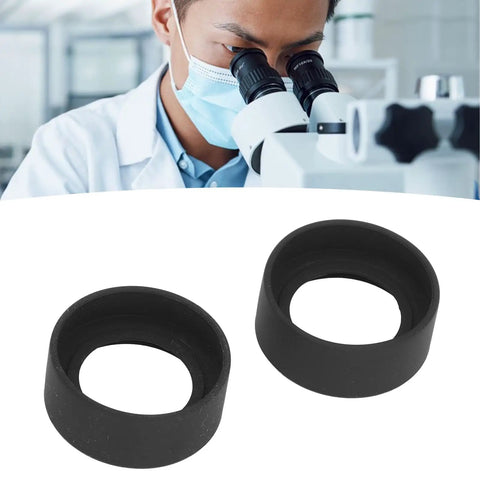 Two Piece Eyepiece Eyeshields Kit For Microscope Rubber Eye Cups Replacement 44mm Diameter Flat Angle Eyepiece Guards For 40 To 42mm Interface Stereo Microscope Accessory, black rubber set