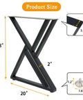 Two Pack Beefy Heavy Duty Metal Desk Legs 28 Inch High 20 Inch Wide Matte Black Wrought Iron Tubes For Modern Industrial Kitchen Office Computer Desk Table Built To Last showing dimensions and details