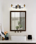 Black 3 Light Vanity Lights For Bathroom Modern Mid Century Wall Sconces With E26 Base And Touch Control above mirror