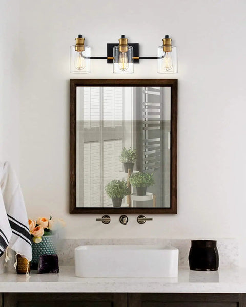 Black 3 Light Vanity Lights For Bathroom Modern Mid Century Wall Sconces With E26 Base And Touch Control above mirror