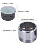 Two Pack Chrome Faucet Aerators 2.2 GPM Dual Thread For Male And Female Faucets standard size components dimensions