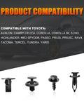 4 In 1 Bumper And Fender Liner Clip Kit For Toyota And Lexus with screws and fasteners, product compatibility with Toyota models.