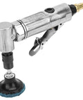 Powerhouse 90 Degree Pneumatic Die Grinder With 2 Inch Disc Running 20000 Rpm For Grinding Metal Wood And Rubber Fast Without Knuckle Busters In Your Home Shop Or Professional Garage, side view of silver tool.