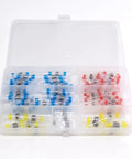 Heavy Duty Waterproof Heat Shrink Wire Connectors Kit 120 Pcs Solder Seal Butt Splice Terminals in a storage box.