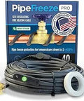 Self Regulating Heat Tape For Water Pipes With GlowCap Built In Thermostat 125 Ft 120V displayed with packaging