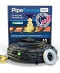 Self Regulating Heat Tape for Water Pipes with GlowCap Built In Thermostat 120V 15 Ft Indoor Use Only Tape Included Heavy Duty Freeze Protection 10 Year Warranty coiled with packaging in background