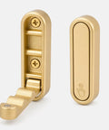 Sleek Black Folding Wall Hooks Four Pack With Swivel Hinge Design perfect for tight spaces and narrow hallways with golden finish.
