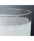 Close-up of Dope etched linen glass with clear edge from Alexa Collection 2 Light Bath Vanity Light with brushed nickel finish.
