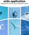 DIY Windshield Repair Kit With Nano Resin Fluid For Chips And Cracks Quick Fix Glass Repair Tool showing application on glass