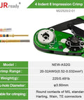 JRready M22520/2-01 Aviation Crimping Tool With Universal Positioner For Solid Contacts 20-32AWG close-up showing crimping mechanism.