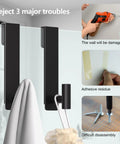 Stainless Steel Over The Door Shower Hooks For Frameless Glass Doors 7.5 Inch Extended T Shape Towel Hanger Black Finish 2 Pack