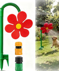 Dancing Flower Sprinkler With 360 Degree Rotation For Doggo And Garden Water Sprinkler For Lawn Backyard Outdoor Spray Motion Activated Water Toy For Summer Fun Red Color Great For Pets And Kids Easy To Use Durable Plastic, green stake view