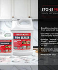 Pro Sealer Quart Impregnating Sealer for marble and tile, bottles on marble countertop, deep-penetrating hybrid carrier technology