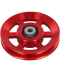 Cable Pulley Wheel Replacement For Home Gym Equipment With CNC Aluminum Pulley Block And 6202RS Quiet Bearing, Adjustable 75 To 114mm Workout Pulley Roller In Black And Red, High Strength AL6061 Build For Smooth, Quiet, Long Lasting Gym Repairs red aluminum pulley with bearing
