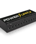 DP-1 Guitar Pedal Power Supply With 10 Isolated Outputs for 9V 12V and 18V Effects Noise Reduction Circuit Lightweight Aluminum Housing Perfect Pedalboard Hub for Studio and Live Gigs, black aluminum box with 10 outputs