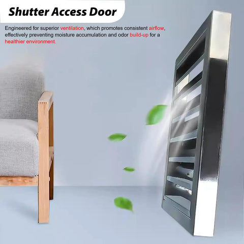 Rock Solid Performance With 36 By 42 Inch Three Forty Stainless Steel Vented Access Panel Hinged Drywall Inspection Door showing airflow around leaf.