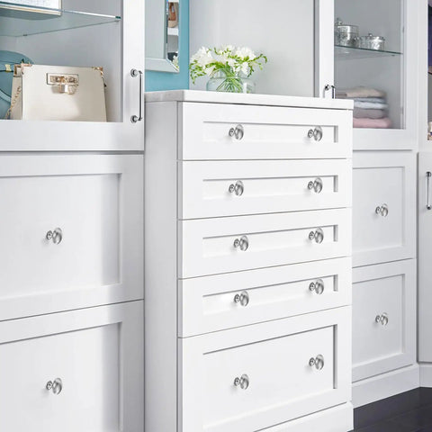 White cabinet with 25 Pack Silver Cabinet Knobs Set Easy Upgrades Round Drawer Knobs Budget Friendly Heavy Duty Zinc Alloy