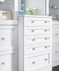 White dresser with 60 Pack Silver Cabinet Knobs Round Drawer Knobs and Pulls Heavy Duty Zinc Alloy Handles for Cabinets Doors