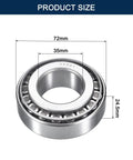 Two Pack 32207 Tapered Roller Bearing Cone And Cup Set 35mm Bore 72mm OD 24.5mm Cup Width Chrome Steel Bearings ABEC 3