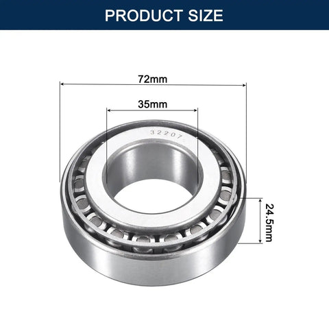 Two Pack 32207 Tapered Roller Bearing Cone And Cup Set 35mm Bore 72mm OD 24.5mm Cup Width Chrome Steel Bearings ABEC 3