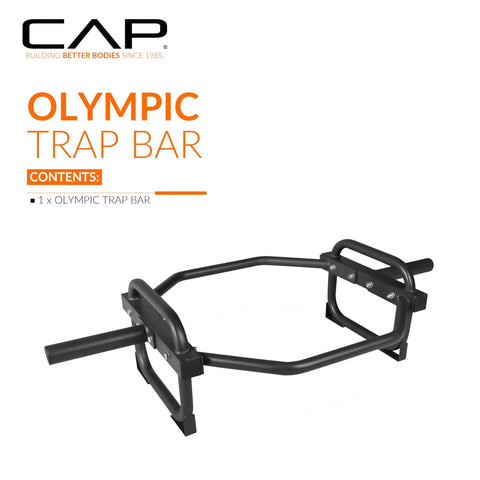 Olympic Trap Bar For Home Gym, 500 Lb Capacity, Alloy Steel, Black Finish, neutral grips, compact design