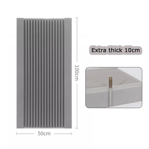 Pro Level Soundproof Studio Wedges Heavy Duty Acoustic Foam Panels 4 Inch Thick Noise Reducing Wall Tiles For Gaming Setup Home Theater Sick Sound Treatment Black Set Of 30 side view showing 100cm x 50cm size