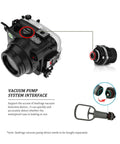 Underwater Housing For Sony ZV-E10 With Dome Port, Waterproof To 40 Meters 130 Feet, vacuum system interface detail