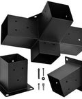 Beefed-Up Pergola Bracket Set For 4x4 Posts, 15 Degree Slanted Roof Wall Mount Extension Kit in black metal, set of 3