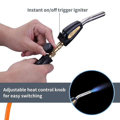 Pro Grade Propane Torch Hose Kit With 3.6 Foot Hose, MAP Gas Torch Kit With Trigger Start And Adjustable Heat Up To 3600F