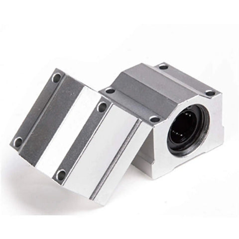 Five Pack Pro Grade SCS16UU Linear Motion Bearing Slides For CNC Parts And 3D Printer Parts, Model SCS16UU, Drop In Guide Rails, High Precision Bearings For Smooth, Quiet, Reliable Motion In Projects, silver SCS16UU linear bearing block with mounting holes