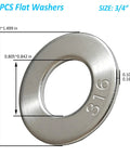 Flat washers, 3/4 in, stainless steel 316 marine-grade, 10-pack