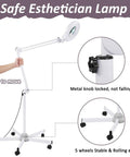 Super Bright 2,200 Lumens LED Magnifying Glass With Light And Stand, Floor Lamp with 5-Wheel Rolling Base, adjustable arm