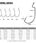 Bass Fishing Offset Worm Hooks Kit With Tackle Box, EWG Wide Gap Hooks For Texas Rig And Carolina Rig, sizes 1/0 to 5/0 chart