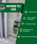 Heavy Duty Expanding Foam That Locks Down Sneaky Mice And Rats Quick Polyurethane Sealant for pipe insulation and wall sealing.