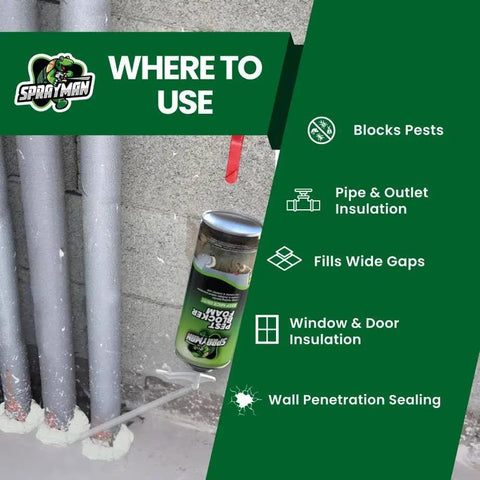Heavy Duty Expanding Foam That Locks Down Sneaky Mice And Rats Quick Polyurethane Sealant for pipe insulation and wall sealing.