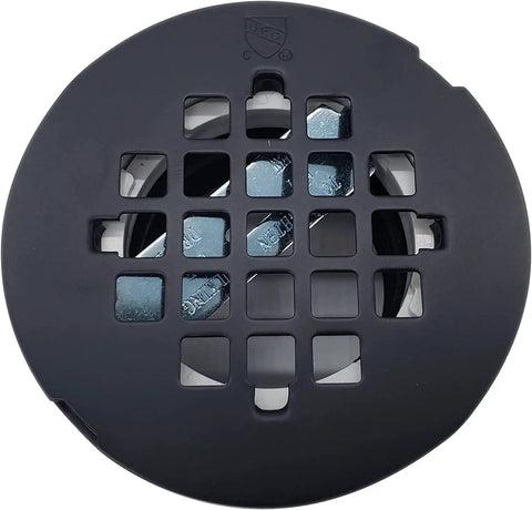 2 Inch No Caulk PVC Shower Drain With Compression Gasket And 4 And A Quarter Inch Round Grid Cover Matte Black Heavy Duty Plastic Drain Assembly Fits 2 Inch ABS Or PVC Pipes