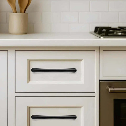 Five Pack Three Inch Matte Black Arch Cabinet Pulls Built Like A Tank Zinc Alloy Kitchen Hardware on kitchen drawer