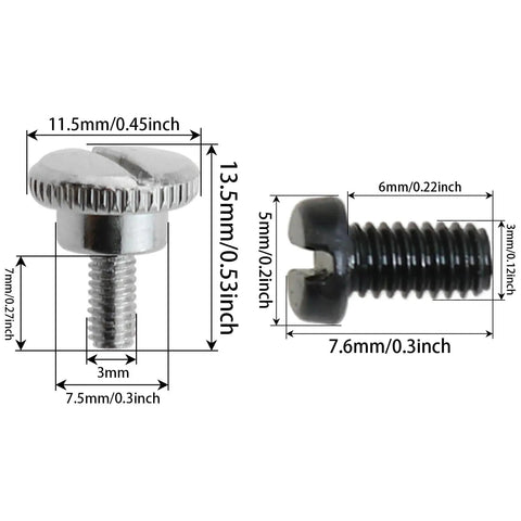 12Pcs Metal Presser Foot Screws Set For Industrial Sewing Machines Thumb Clamp Fixing Screws Non Slip Threaded Design For Single Needle Machines Pro Grade Heavy Duty Black And Silver Replacement Parts, 11.5mm and 7.6mm sizes