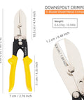 PLATATO 5-blade sheet metal crimper with yellow-handled pliers for gutter, downspout, and ductwork (front view)