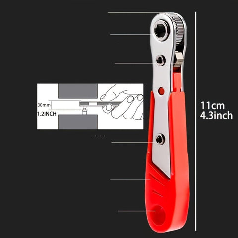 Compact 4.37 Inch Mini Ratchet Screwdriver With 36 Tooth Reversible Drive Slim Handle Precision Tool for tight spaces with dimensions indicated