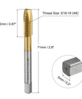 Spiral Point Tap 5 By 16 By 18 UNC B2 Accuracy Titanium Coated Pro Grade 6542 High Speed Steel Screw Tap Tapping Bit For Precision Threading in metalworking