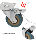 Single swivel caster wheel with brake from 8 Pack 3 Inch Swivel Caster Wheels Set With 4 Brakes And 4 Without Brakes PVC Gray