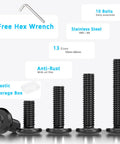 M6 X 10mm Hex Socket Cap Bolts Flat Head Set Of 10 Black Oxide Steel Fasteners Includes Allen Wrench for assembly display.