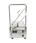 Heavy Duty 370W Commercial Oil Filter Cart With 14.5 Gallon Tank For Fryers showing rear view and handles for mobility.