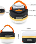 Rechargeable LED Camping Lantern With 4 Light Modes, 300 Lumens, 1800mAh Power Bank, Magnetic Base, dimensions shown