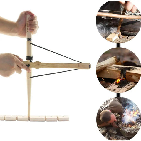 Primitive Friction Fire Starter Kit For Bushcraft And Camping, Bow Drill Set With Bamboo Handle, Easy Fire From Wood By Friction use